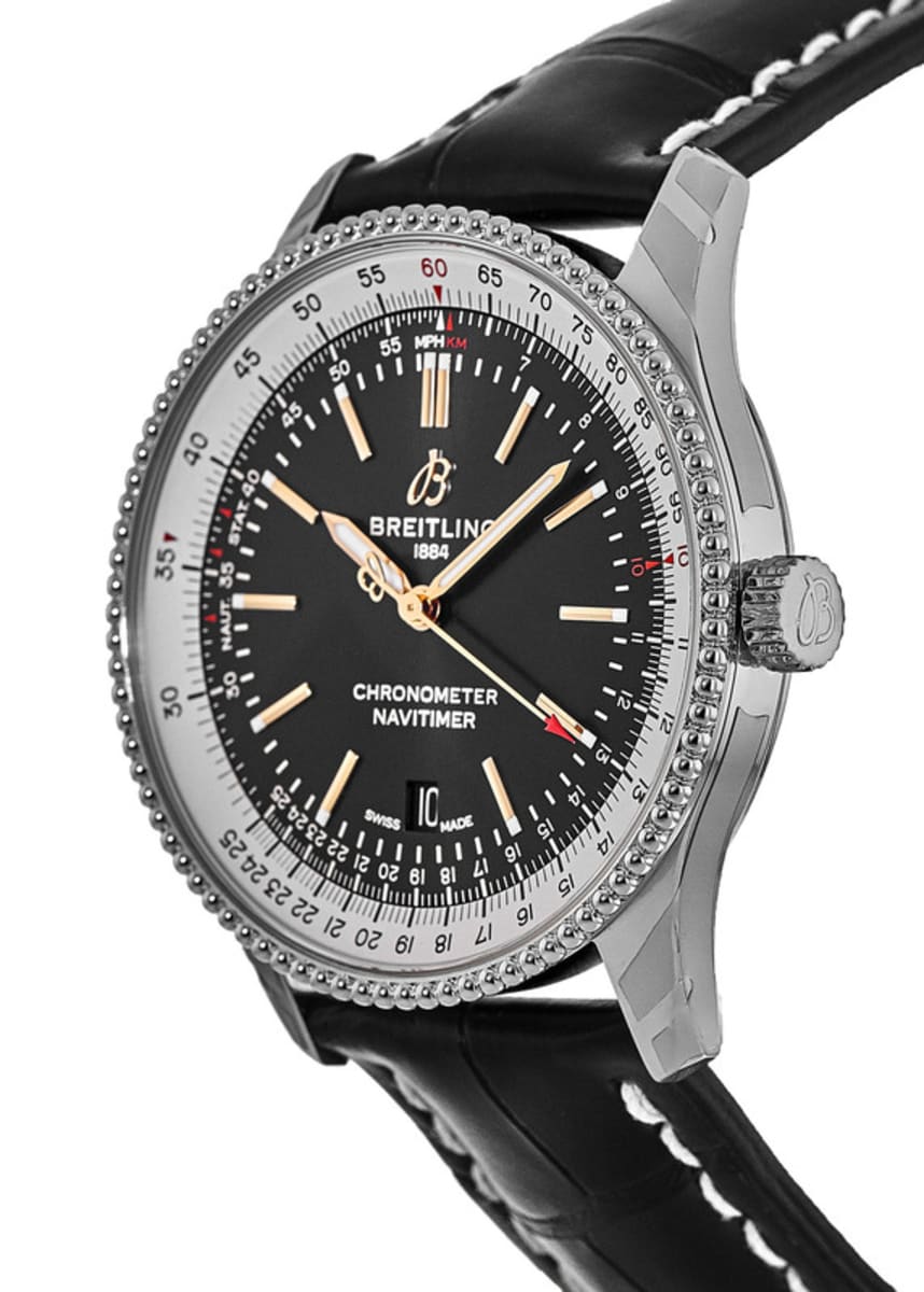 Breitling Navitimer 1 Automatic 41mm Black Dial Black Leather Strap Mens Watch - A17326211B1P1 Watches Breitling   