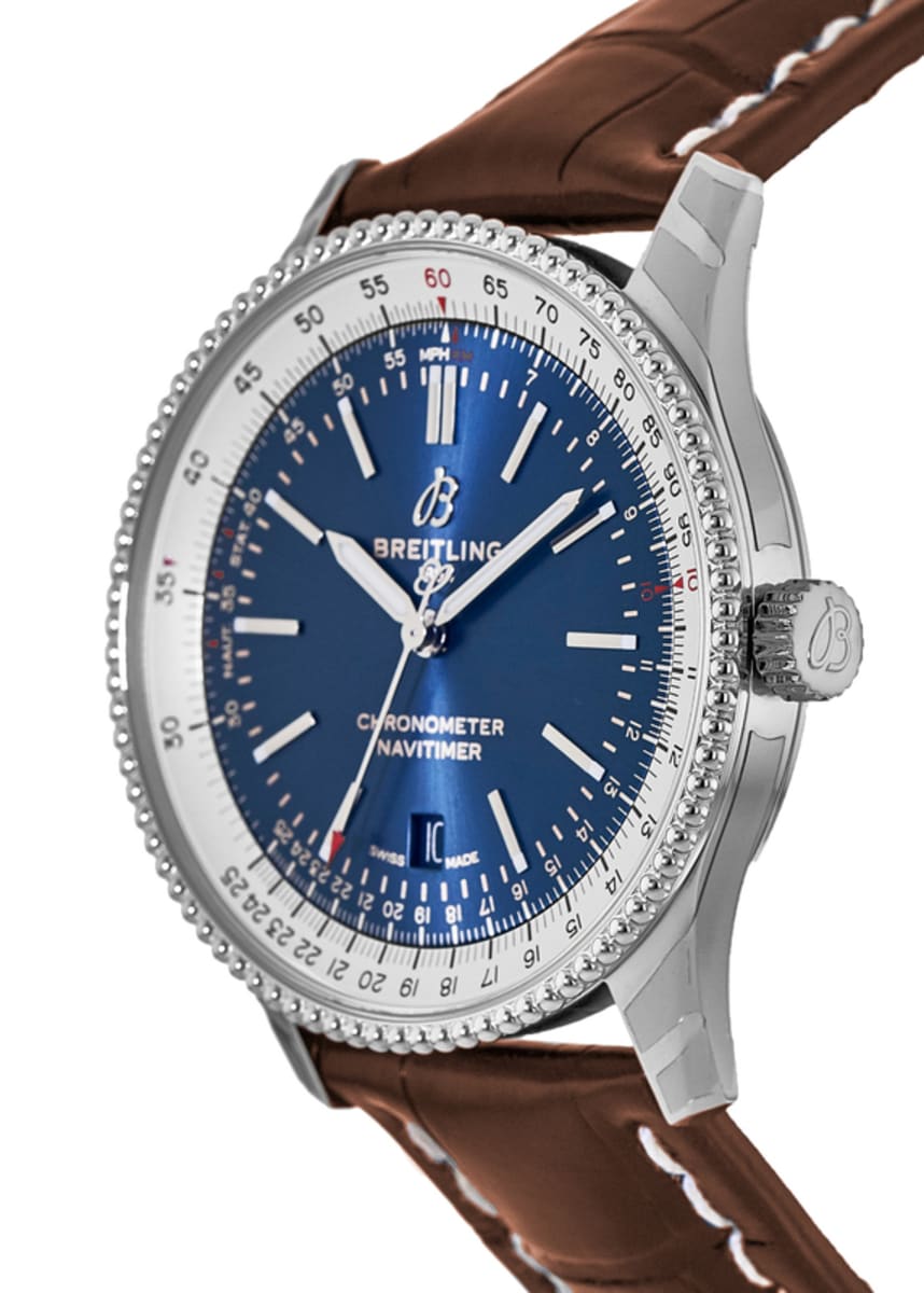 Breitling Navitimer 1 Automatic 41mm Blue Dial Brown Leather Strap Mens Watch - A17326211C1P1 Watches Breitling   