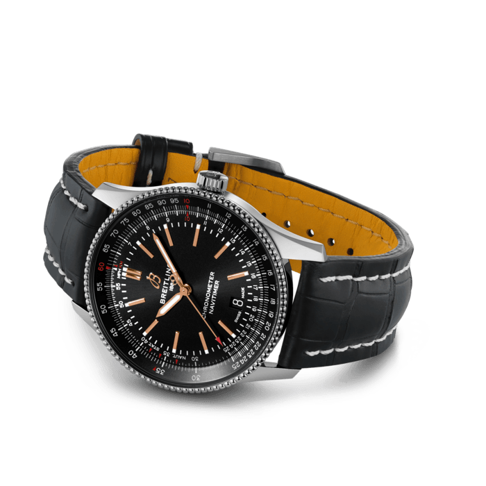 Breitling Automatic 41mm Black Dial Black Leather Strap Watch for Men - A17326241B1P1 Watches Breitling   