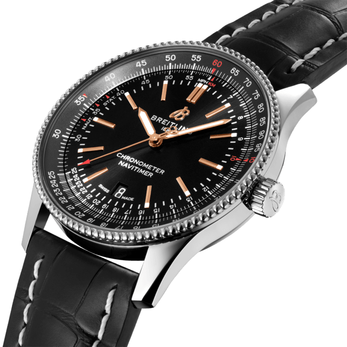 Breitling Automatic 41mm Black Dial Black Leather Strap Watch for Men - A17326241B1P1 Watches Breitling   