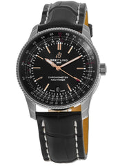 Breitling Automatic 41mm Black Dial Black Leather Strap Watch for Men - A17326241B1P1 Watches Breitling   