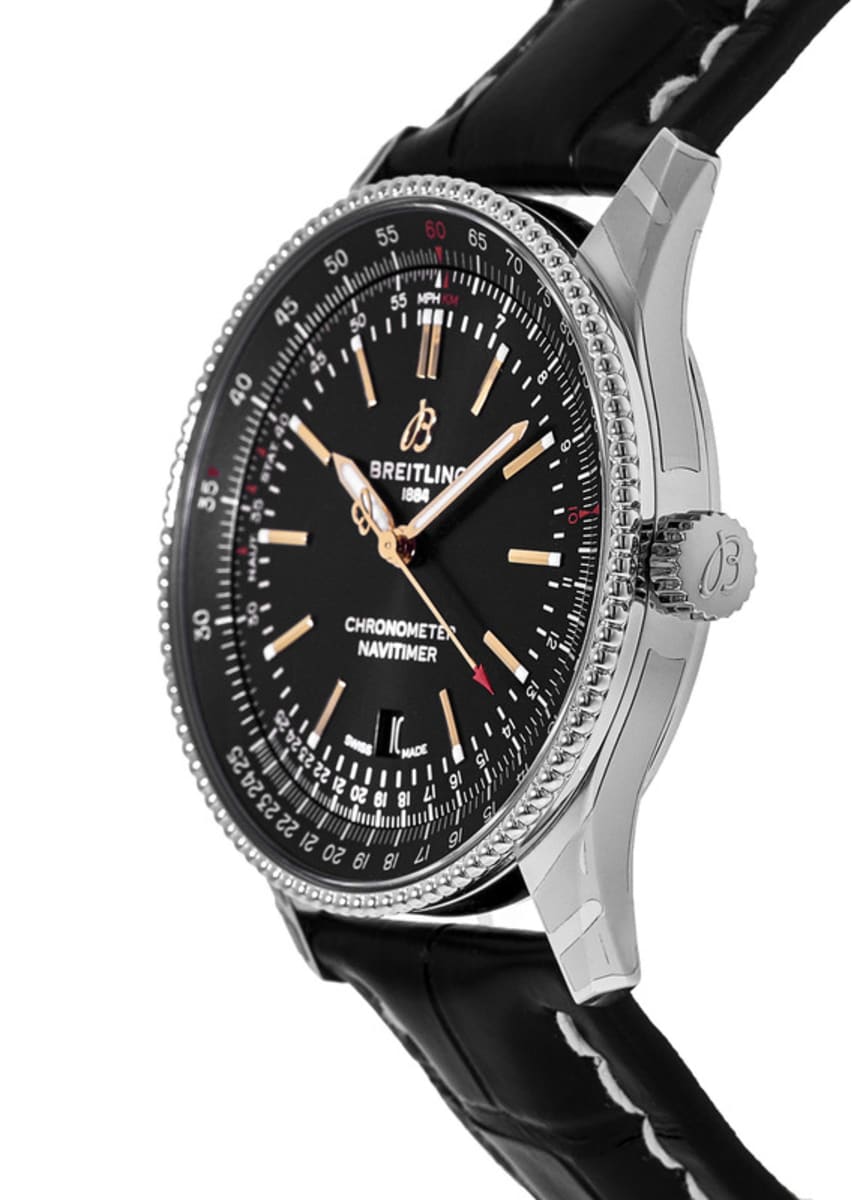 Breitling Automatic 41mm Black Dial Black Leather Strap Watch for Men - A17326241B1P1 Watches Breitling   