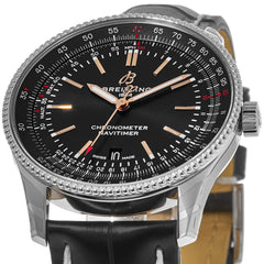 Breitling Automatic 41mm Black Dial Black Leather Strap Watch for Men - A17326241B1P1 Watches Breitling   