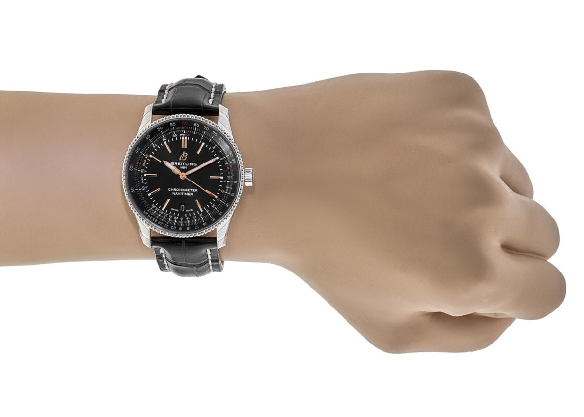 Breitling Automatic 41mm Black Dial Black Leather Strap Watch for Men - A17326241B1P1 Watches Breitling   