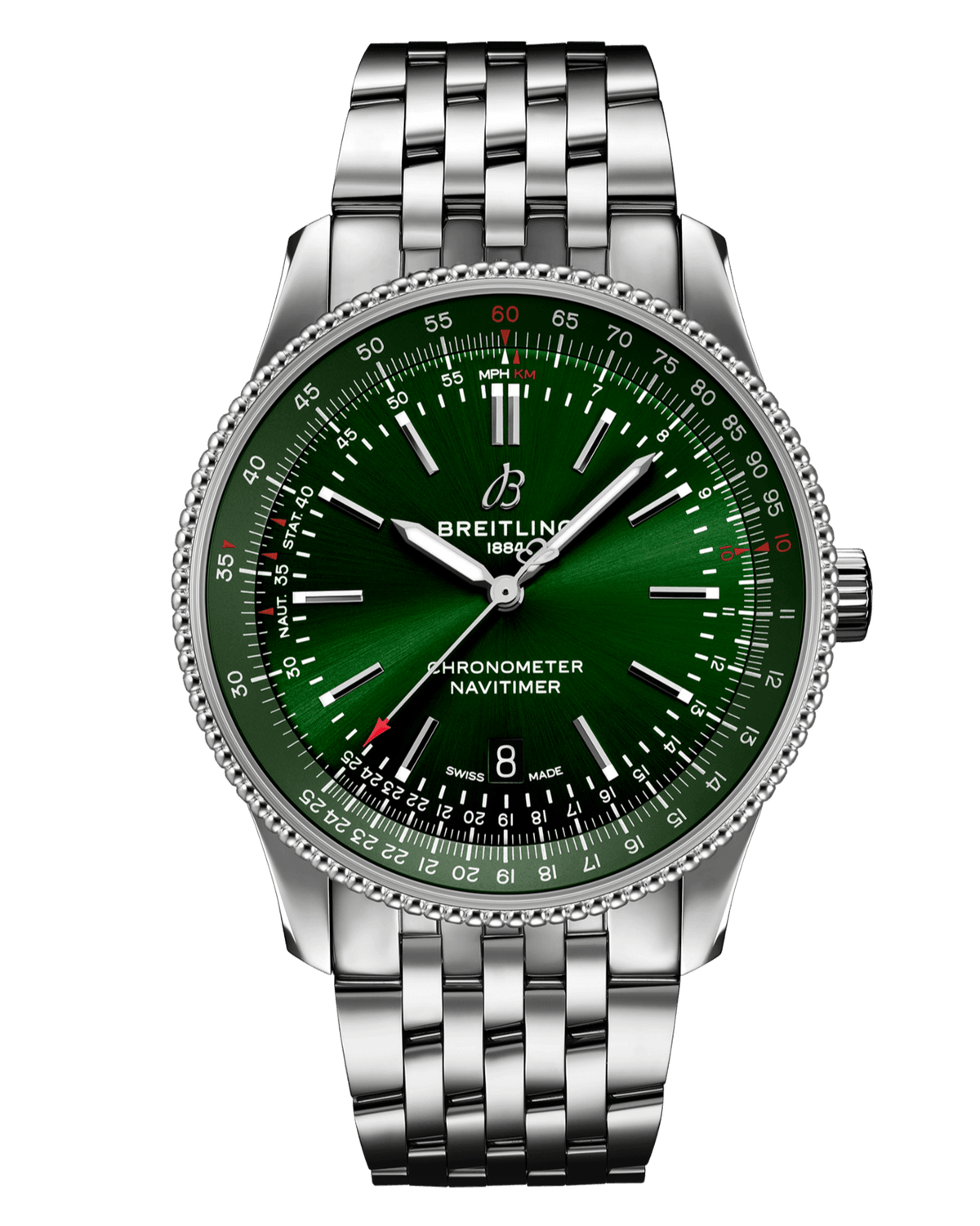 Breitling Navitimer Automatic 41mm Green Dial Silver Steel Strap Watch for Men - A17326361L1A1 Watches Breitling   