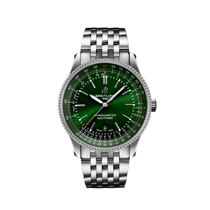 Breitling Navitimer Automatic 41mm Green Dial Silver Steel Strap Watch for Men - A17326361L1A1 Watches Breitling   