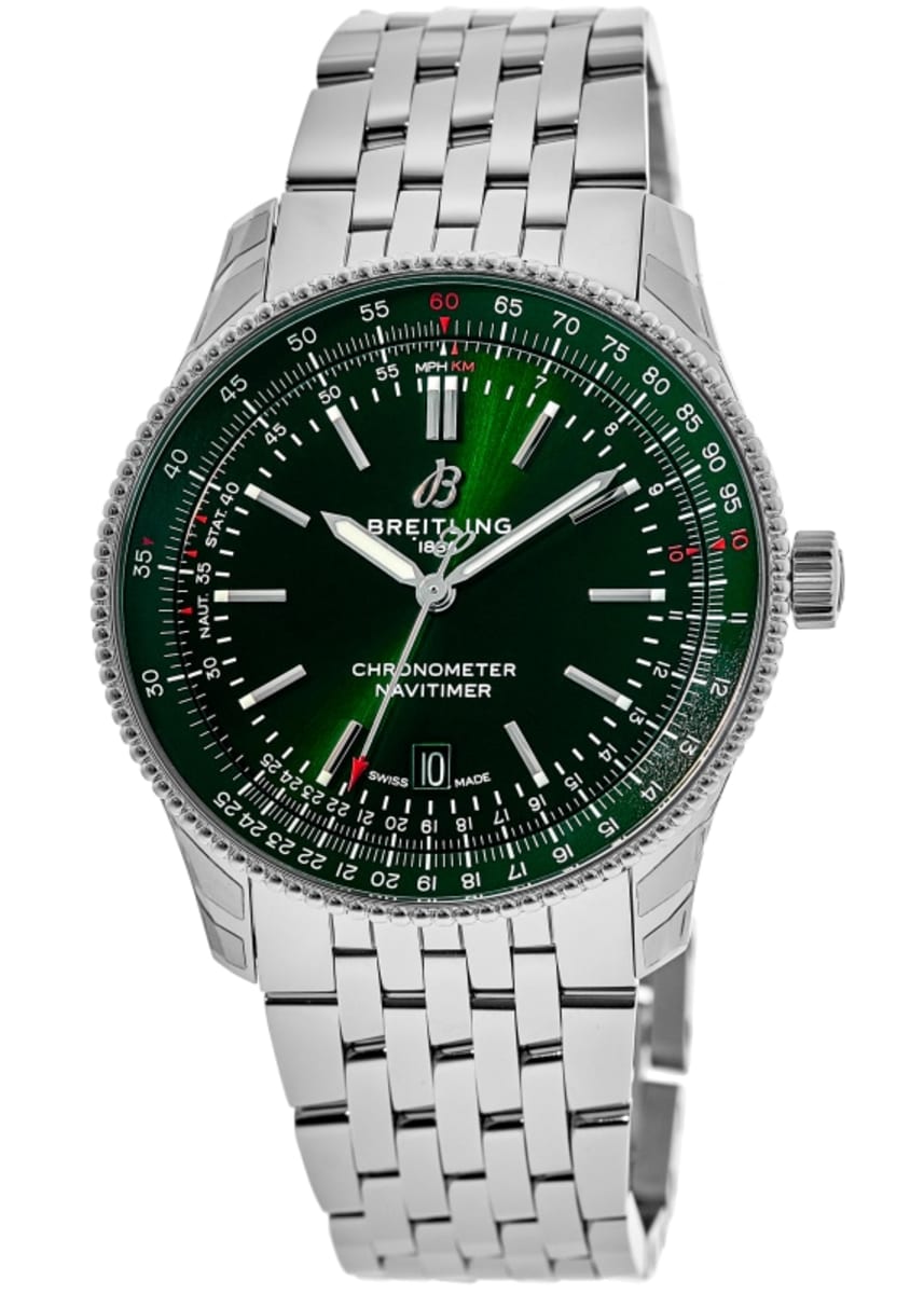 Breitling Navitimer Automatic 41mm Green Dial Silver Steel Strap Watch for Men - A17326361L1A1 Watches Breitling   