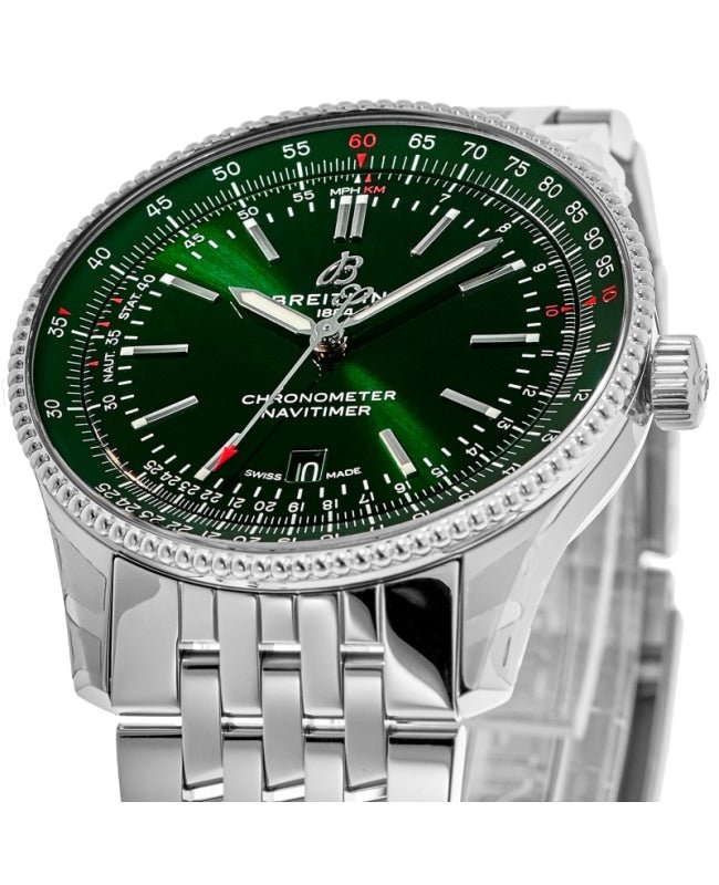 Breitling Navitimer Automatic 41mm Green Dial Silver Steel Strap Watch for Men - A17326361L1A1 Watches Breitling   