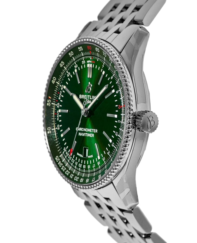 Breitling Navitimer Automatic 41mm Green Dial Silver Steel Strap Watch for Men - A17326361L1A1 Watches Breitling   