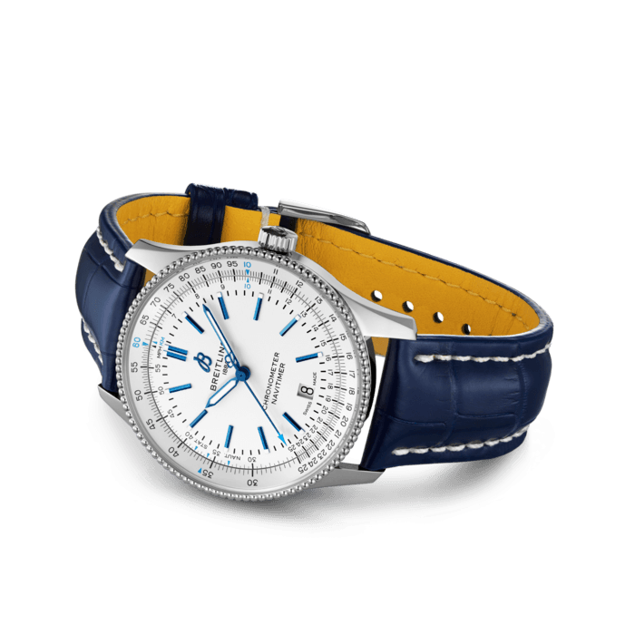 Breitling Navitimer Automatic 41mm White Dial Blue Leather Strap Watch for Men - A173263A1G1P1 Watches Breitling   