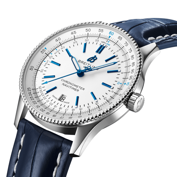 Breitling Navitimer Automatic 41mm White Dial Blue Leather Strap Watch for Men - A173263A1G1P1 Watches Breitling   