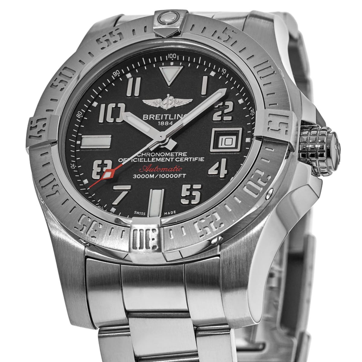 Breitling Avenger II Seawolf 45mm Grey Dial Silver Steel Strap Mens Watch - A1733110/F563 Watches Breitling   