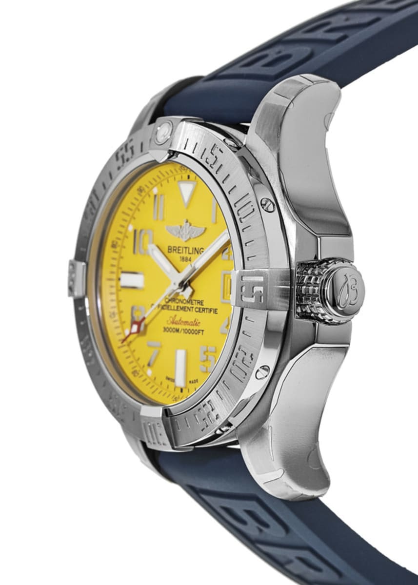 Breitling Avenger II Seawolf Yellow Dial Blue Rubber Strap 45mm Mens Watch - A1733110/I519/157S Watches Breitling   