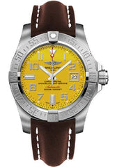 Breitling Avenger II Seawolf Yellow Dial Maroon Leather Strap 45mm Mens Watch - A1733110/I519/438X Watches Breitling   