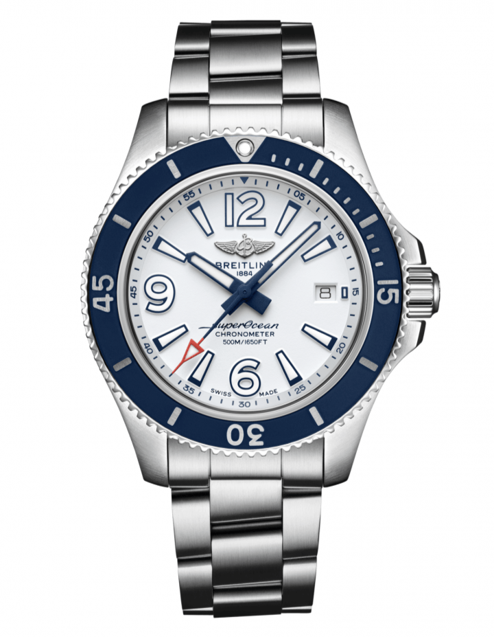 Breitling Superocean 42mm White Dial Silver Steel Strap Watch for Men - A17366D81A1A1 Watches Breitling   