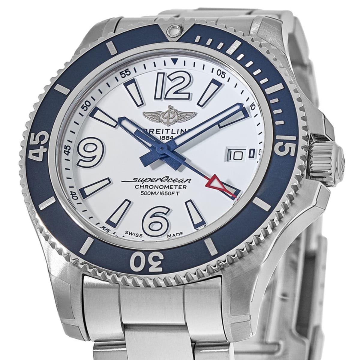 Breitling Superocean 42mm White Dial Silver Steel Strap Watch for Men - A17366D81A1A1 Watches Breitling   