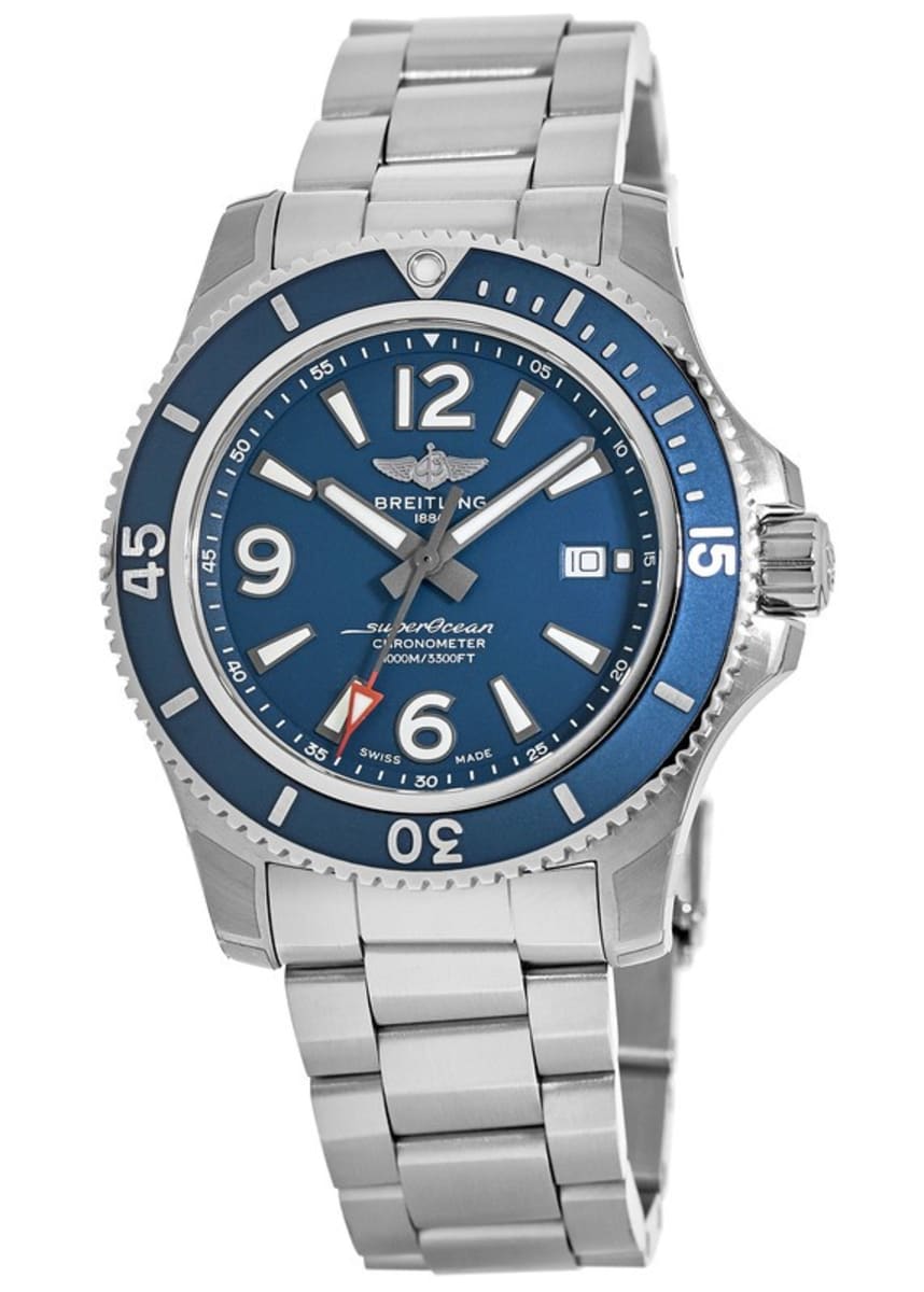 Breitling Superocean Automatic 42mm Blue Dial Silver Steel Strap Watch for Men - A17366D81C1A1 Watches Breitling   