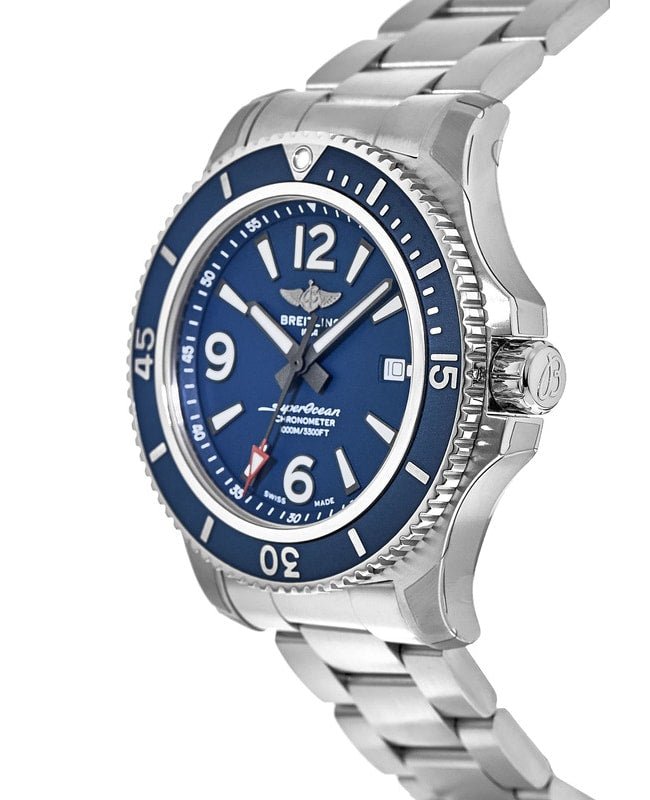 Breitling Superocean Automatic 42mm Blue Dial Silver Steel Strap Watch for Men - A17366D81C1A1 Watches Breitling   