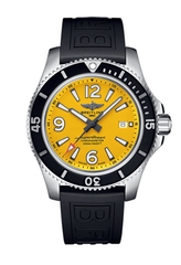 Breitling Superocean Automatic 44mm Yellow Dial Black Rubber Strap Watch for Men - A17367021I1S1 Watches Breitling   
