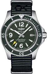 Breitling Superocean Automatic 44mm Outerknown Green Dial Green Nylon Strap Watch for Men - A17367A11L1W1 Watches Breitling   