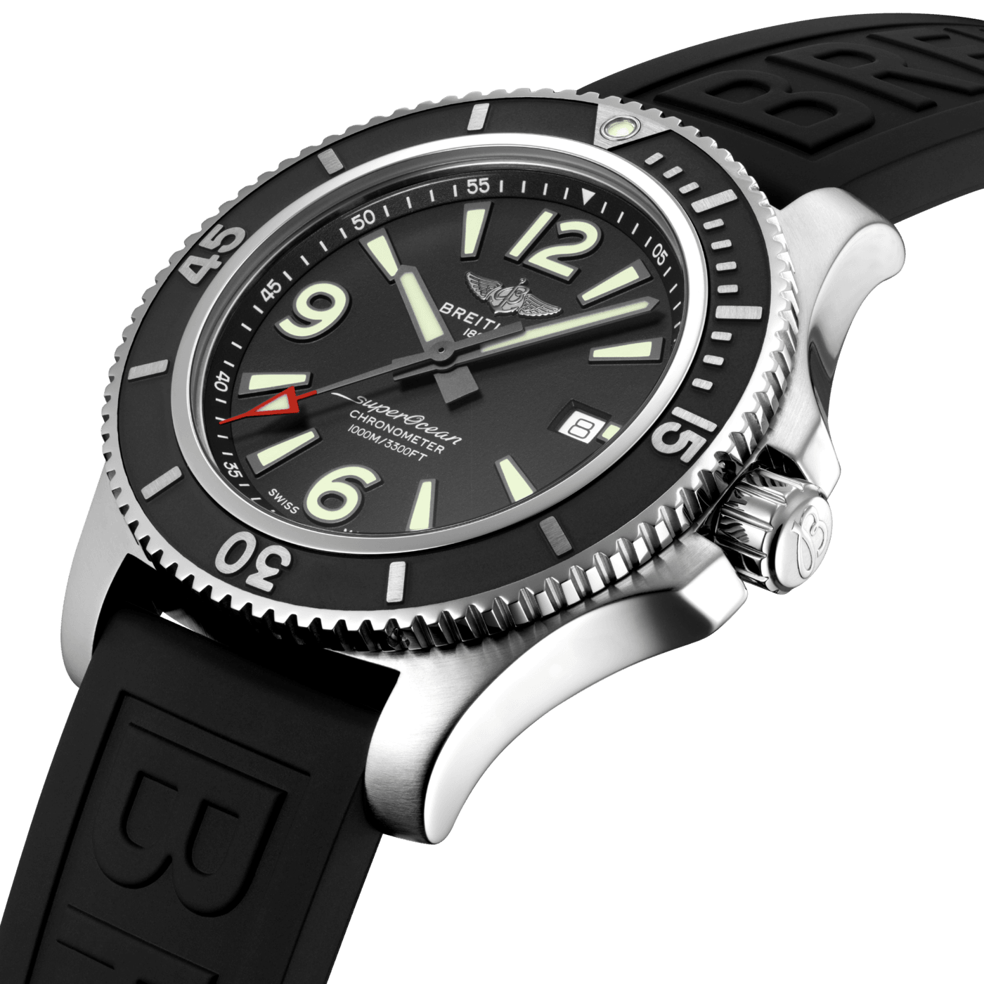 Breitling Superocean II 44mm Black Dial Black Rubber Strap Watch for Men - A17367D71B1S2 Watches Breitling   
