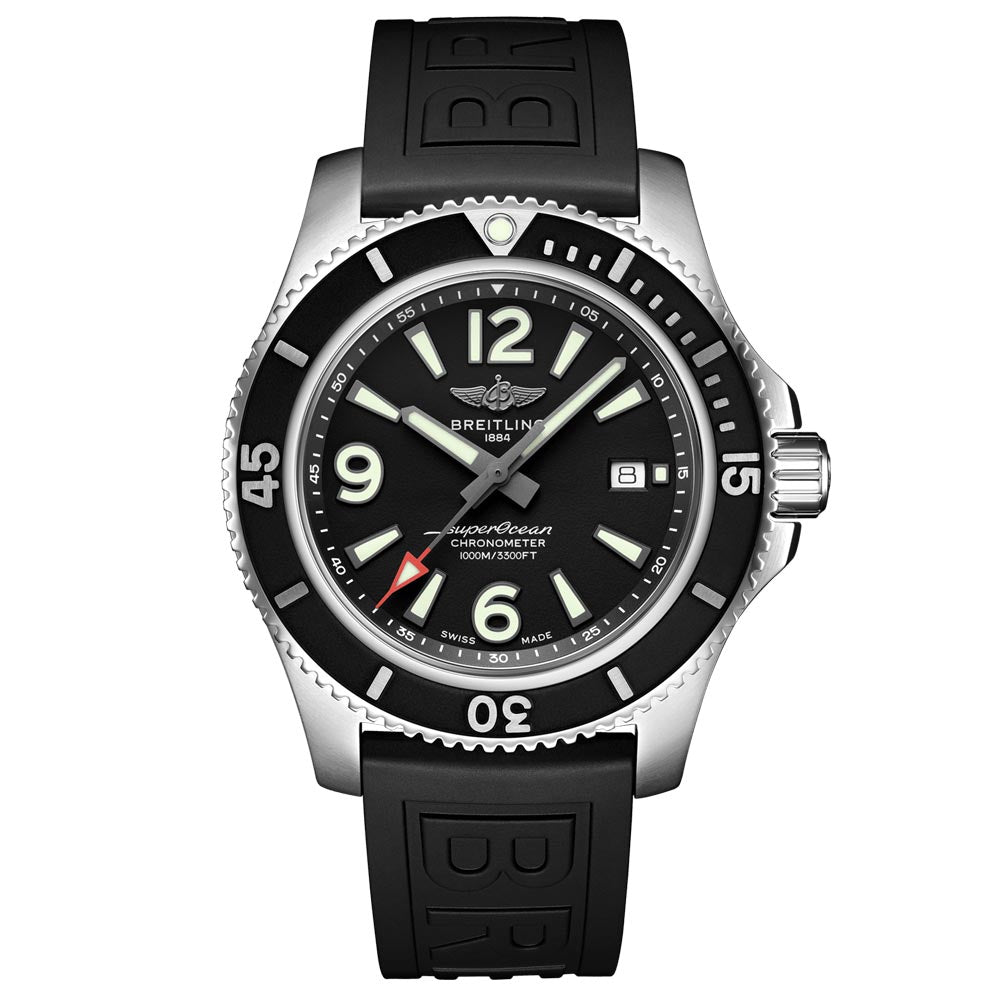 Breitling Superocean II 44mm Black Dial Black Rubber Strap Watch for Men - A17367D71B1S2 Watches Breitling   