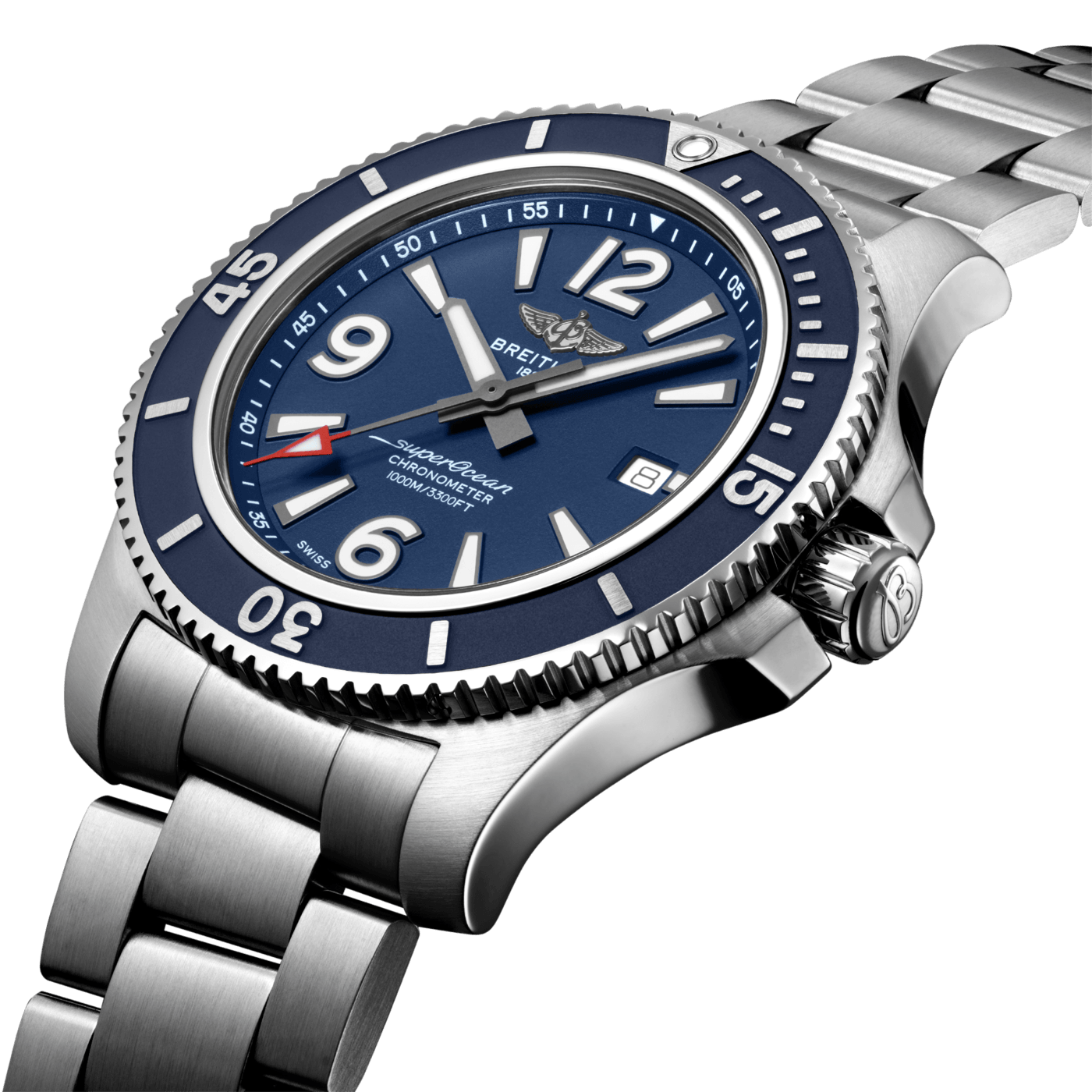 Breitling Superocean Automatic 42mm Blue Dial Silver Steel Strap Watch for Men - A17366D81C1A1 Watches Breitling   