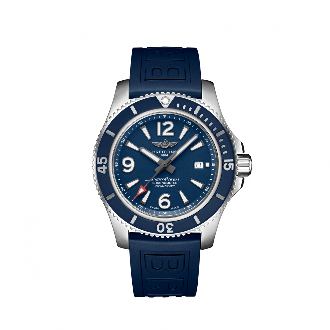 Breitling Superocean 44mm Automatic Blue Dial Blue Rubber Strap Watch for Men - A17367D81C1S2 Watches Breitling   
