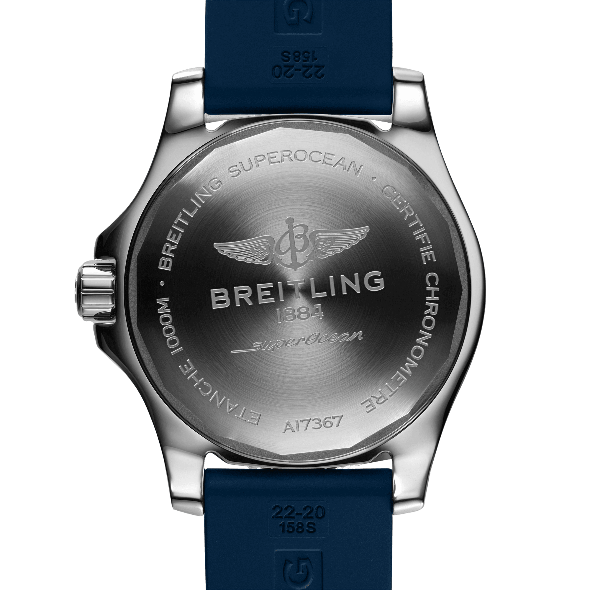 Breitling Superocean 44mm Automatic Blue Dial Blue Rubber Strap Watch for Men - A17367D81C1S2 Watches Breitling   