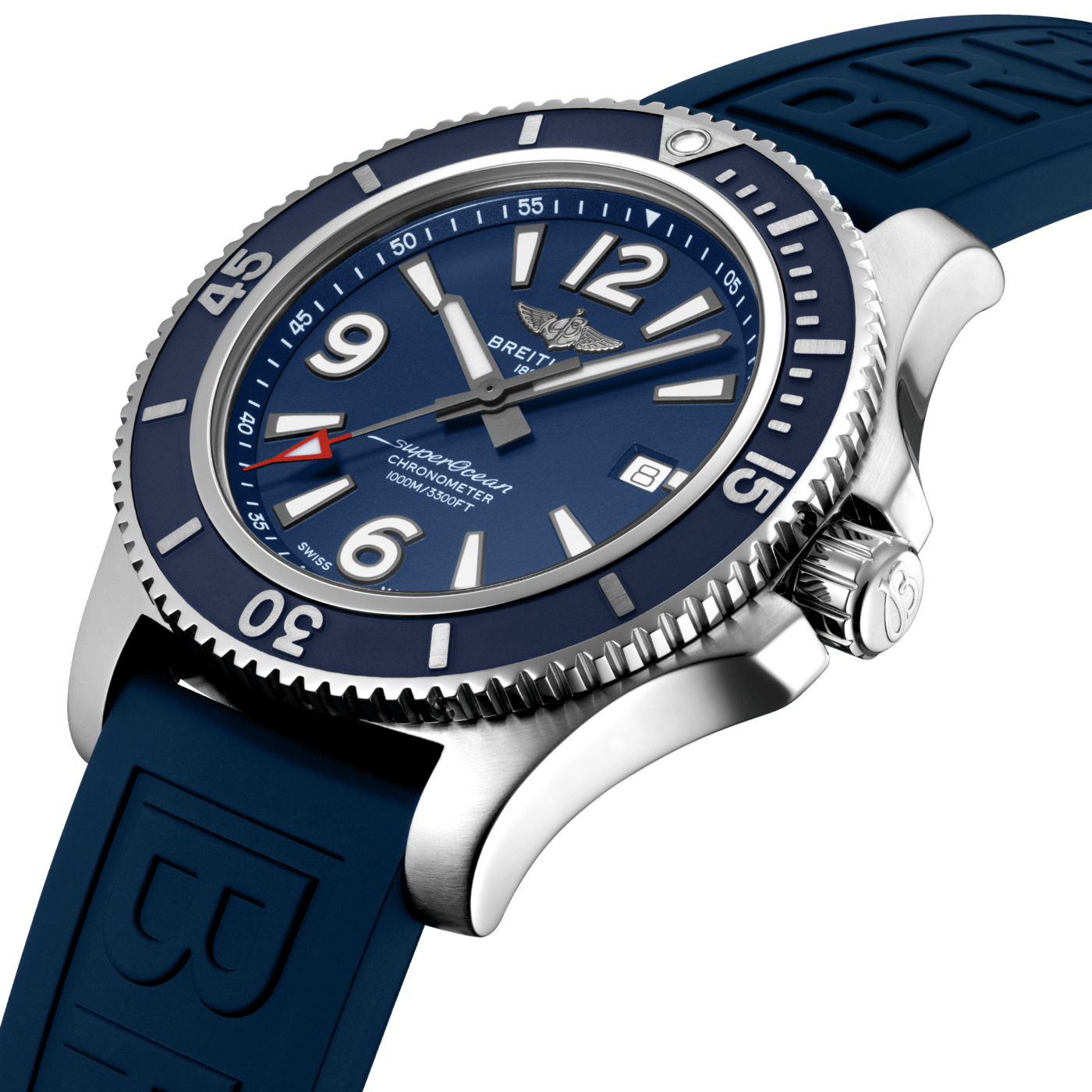 Breitling Superocean 44mm Automatic Blue Dial Blue Rubber Strap Watch for Men - A17367D81C1S2 Watches Breitling   