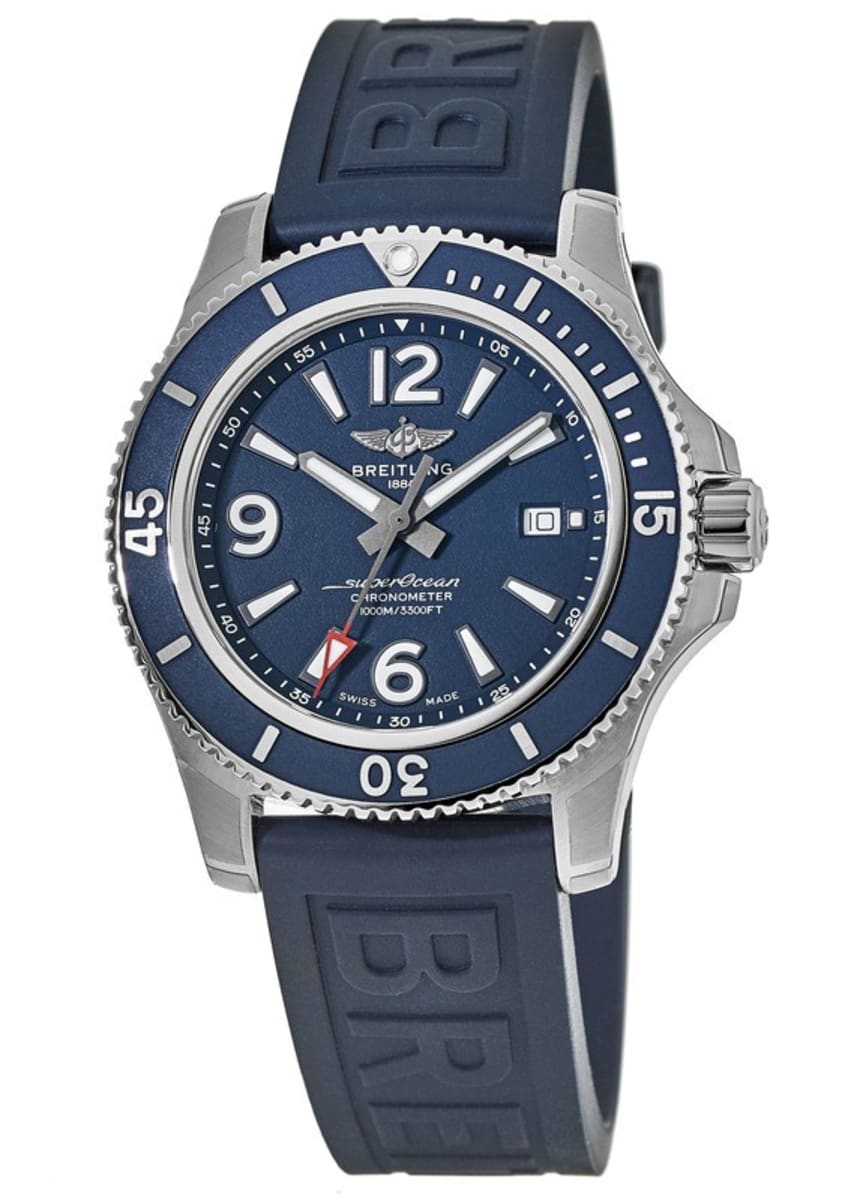 Breitling Superocean 44mm Automatic Blue Dial Blue Rubber Strap Watch for Men - A17367D81C1S2 Watches Breitling   