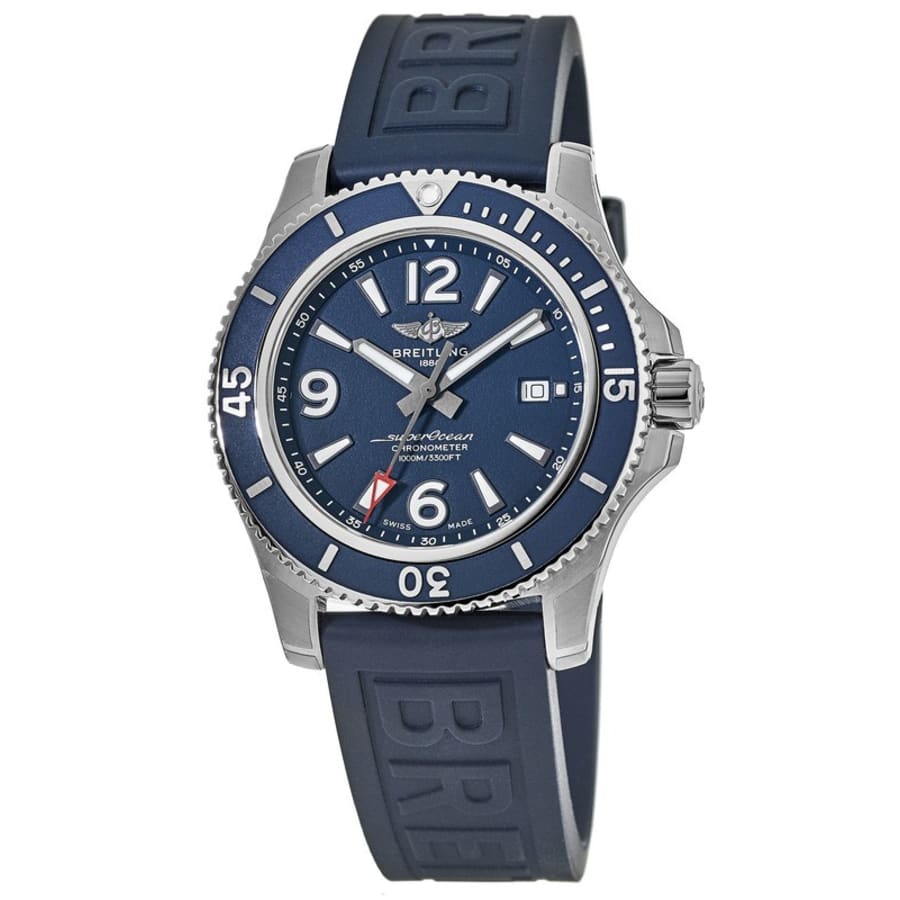 Breitling Superocean 44mm Automatic Blue Dial Blue Rubber Strap Watch for Men - A17367D81C1S2 Watches Breitling   