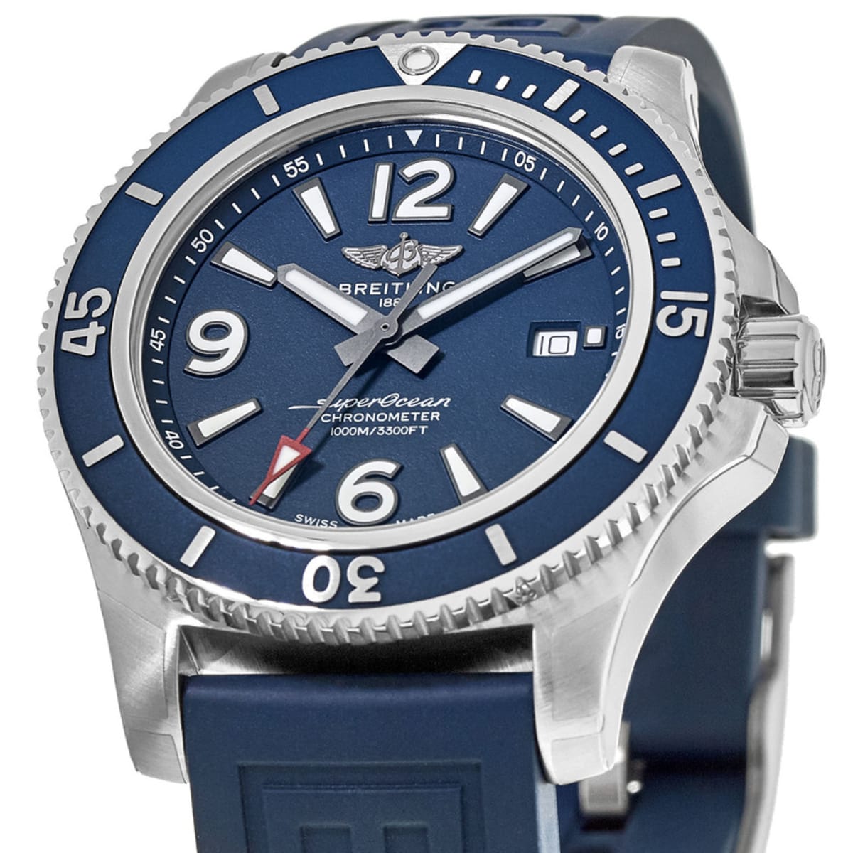 Breitling Superocean 44mm Automatic Blue Dial Blue Rubber Strap Watch for Men - A17367D81C1S2 Watches Breitling   