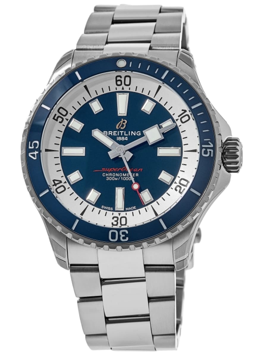 Breitling Superocean Automatic 42mm Blue Dial Silver Steel Strap Watch for Men - A17375E71C1A1 Watches Breitling   