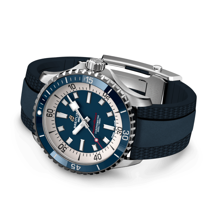 Breitling Superocean Automatic 42mm Blue Dial Blue Rubber Strap Watch for Men - A17375E71C1S1 Watches Breitling   