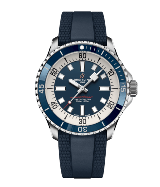 Breitling Superocean Automatic 42mm Blue Dial Blue Rubber Strap Watch for Men - A17375E71C1S1 Watches Breitling   