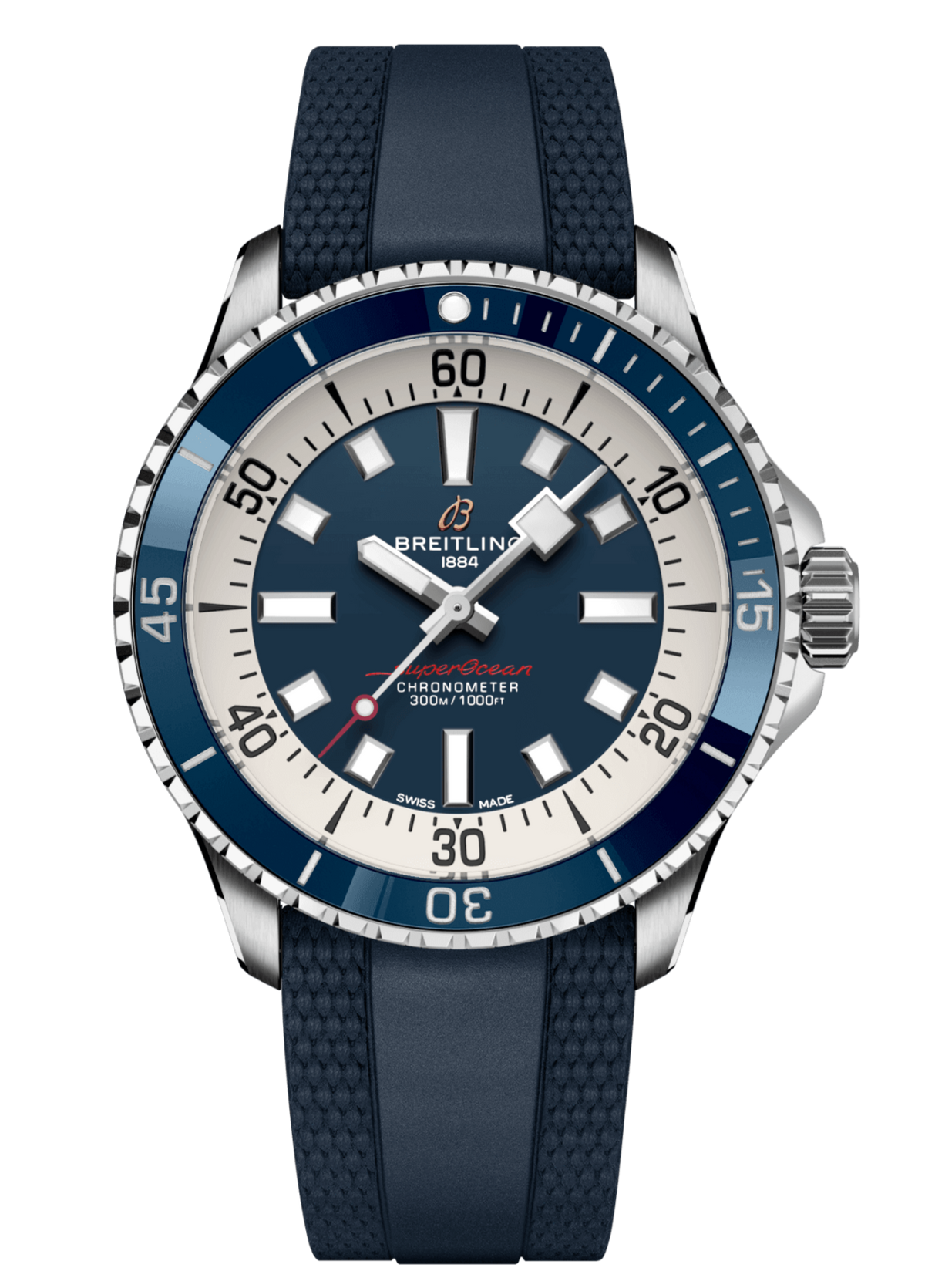 Breitling Superocean Automatic 42mm Blue Dial Blue Rubber Strap Watch for Men - A17375E71C1S1 Watches Breitling   