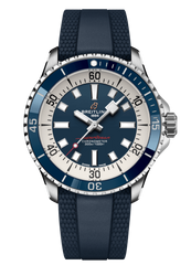 Breitling Superocean Automatic 42mm Blue Dial Blue Rubber Strap Watch for Men - A17375E71C1S1 Watches Breitling   