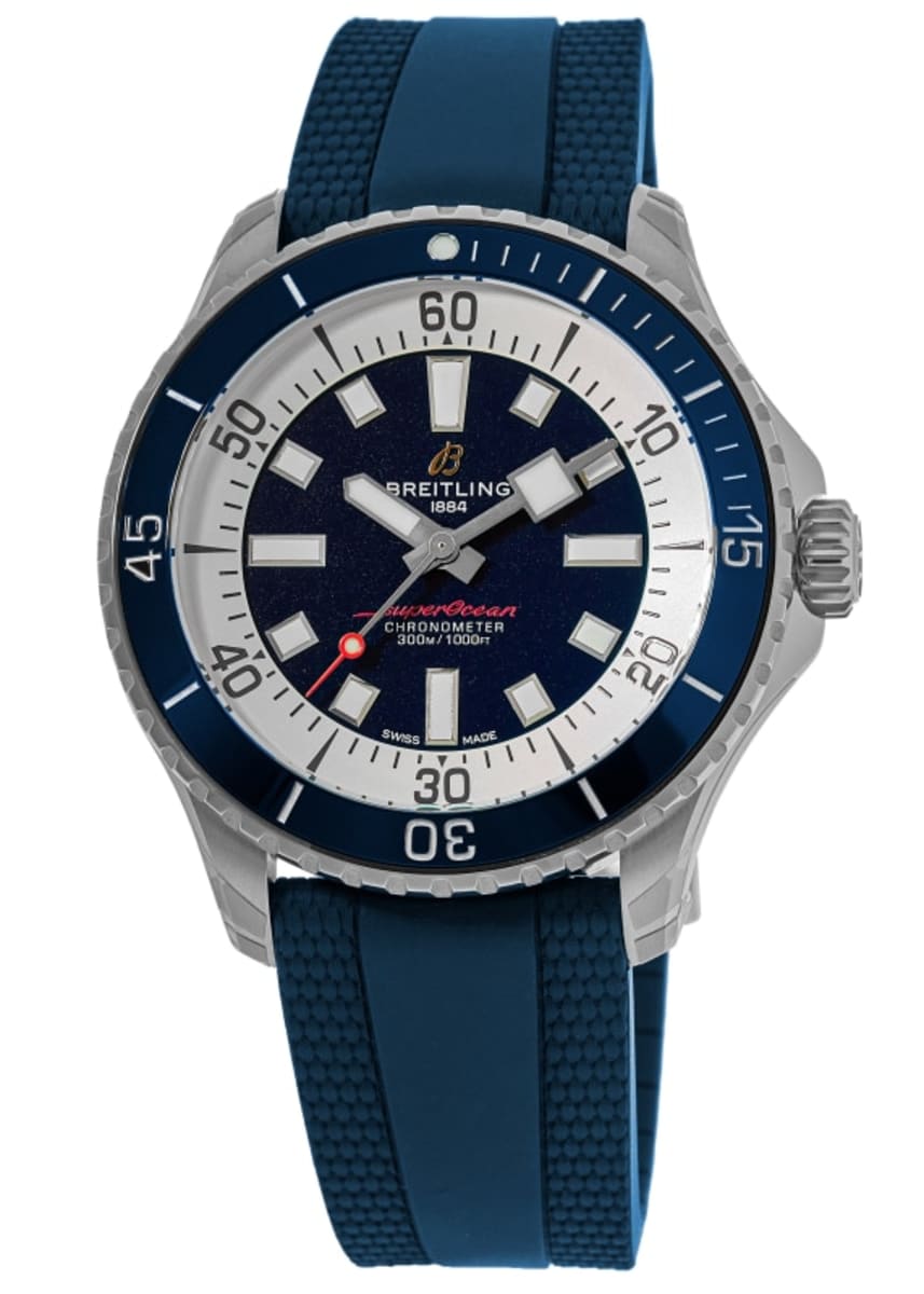 Breitling Superocean Automatic 42mm Blue Dial Blue Rubber Strap Watch for Men - A17375E71C1S1 Watches Breitling   