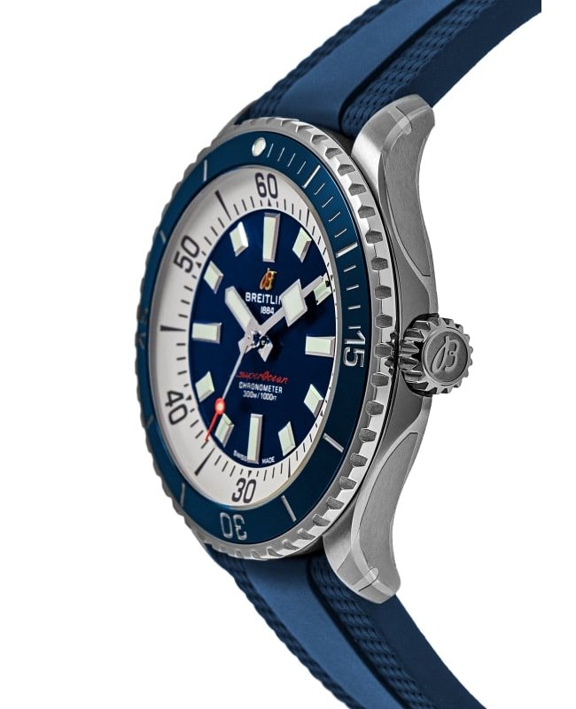 Breitling Superocean Automatic 42mm Blue Dial Blue Rubber Strap Watch for Men - A17375E71C1S1 Watches Breitling   