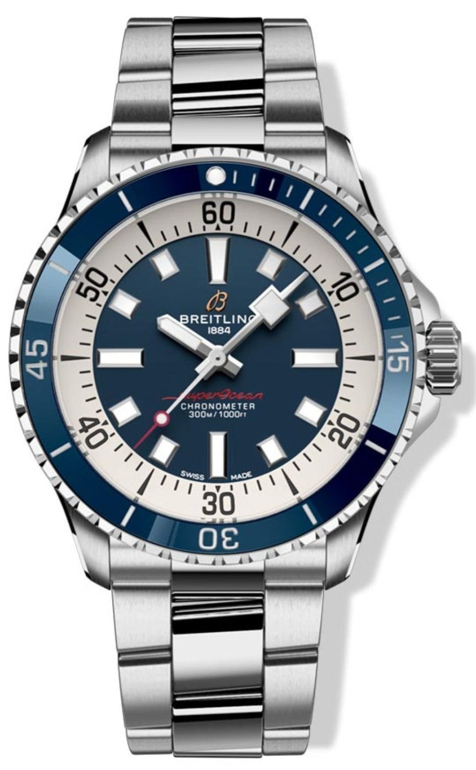 Breitling Superocean Automatic 42mm Blue Dial Silver Steel Strap Watch for Men - A17375E71C1A1 Watches Breitling   