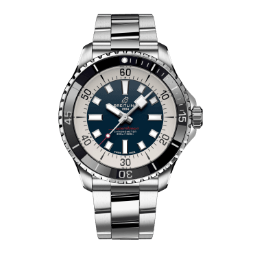 Breitling Superocean Automatic 44mm Blue Dial Silver Steel Strap Watch for Men - A17376211C1A1 Watches Breitling   