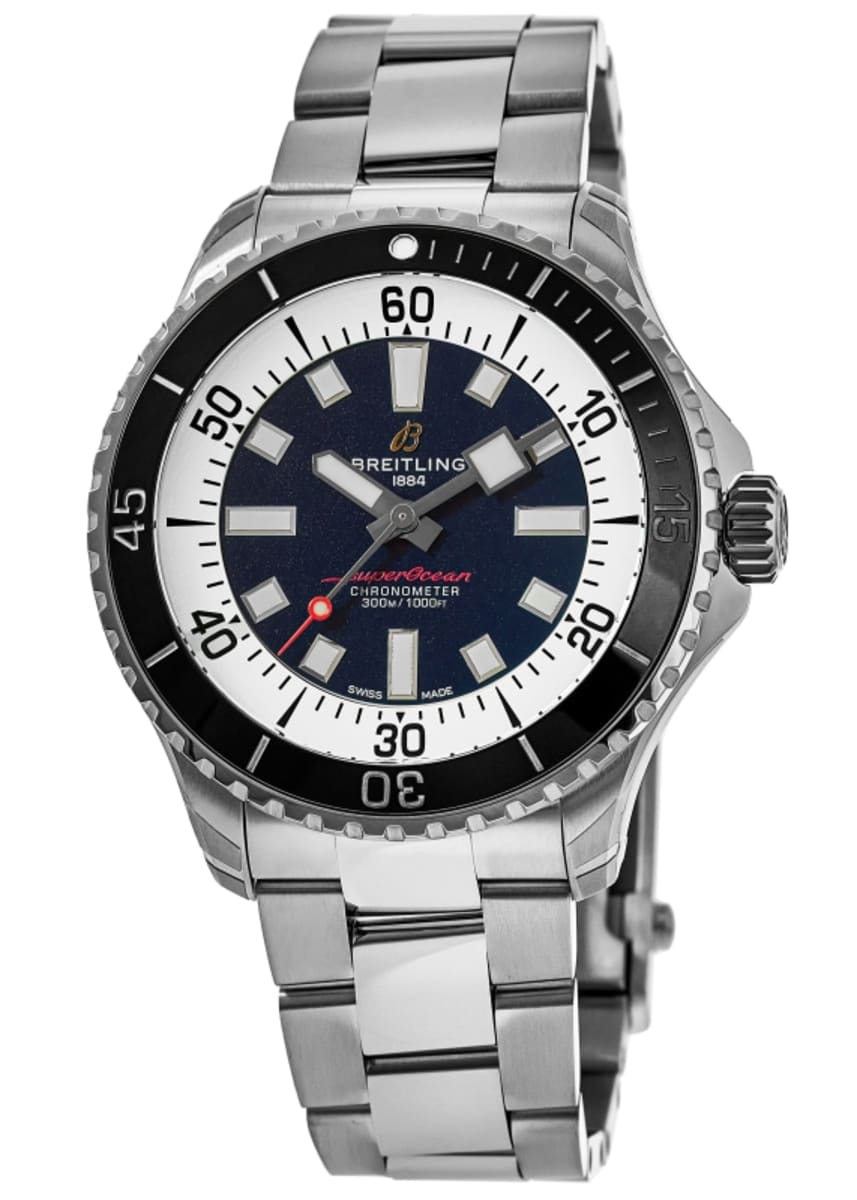 Breitling Superocean Automatic 44mm Blue Dial Silver Steel Strap Watch for Men - A17376211C1A1 Watches Breitling   