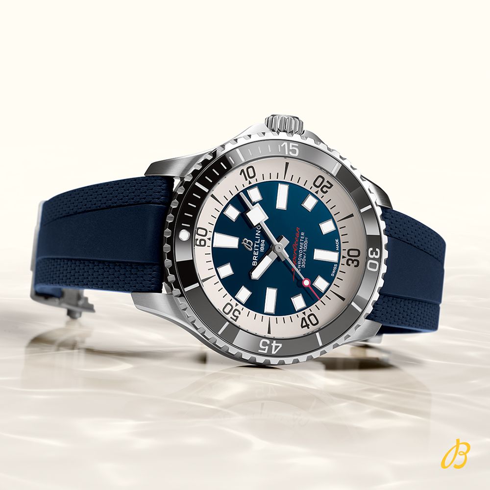 Breitling Superocean Automatic 42mm Blue Dial Blue Rubber Strap Watch for Men - A17375E71C1S1 Watches Breitling   