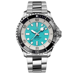 Breitling Superocean Automatic 44mm Turquoise Dial Silver Steel Strap Watch for Men - A17376211L2A1 Watches Breitling   