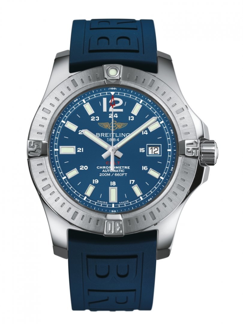 Breitling Colt Automatic 44mm Blue Dial Rubber Strap Mens Watch - A1738811-C906-157S Watches Breitling   