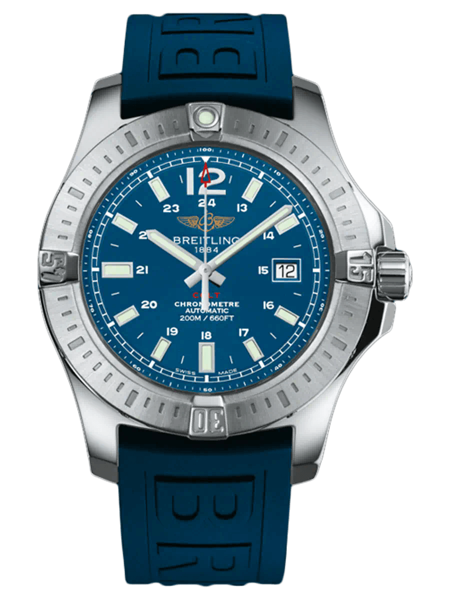 Breitling Colt Automatic 44mm Blue Dial Rubber Strap Mens Watch - A1738811-C906-157S Watches Breitling   