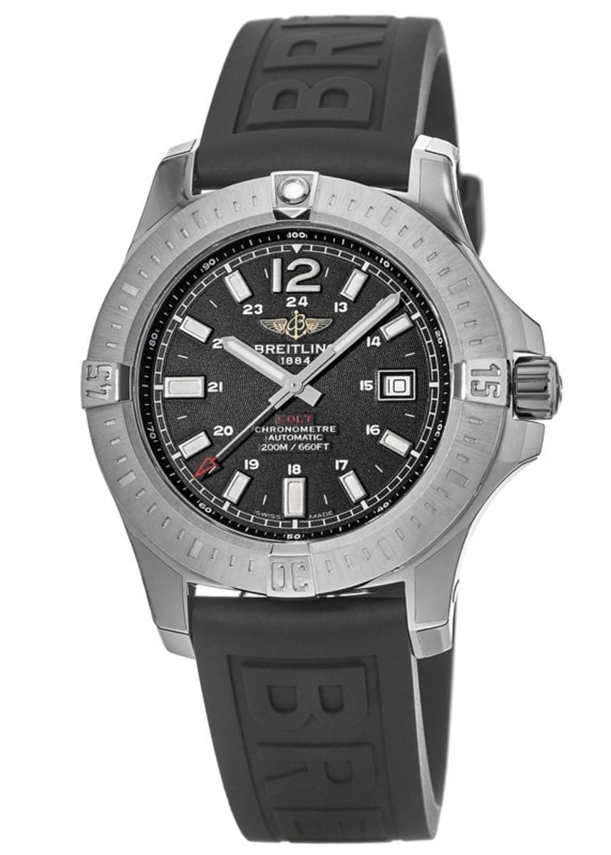 Breitling Colt Automatic 44mm Black Dial Rubber Strap Mens Watch - A1738811/BD44/152S Watches Breitling   