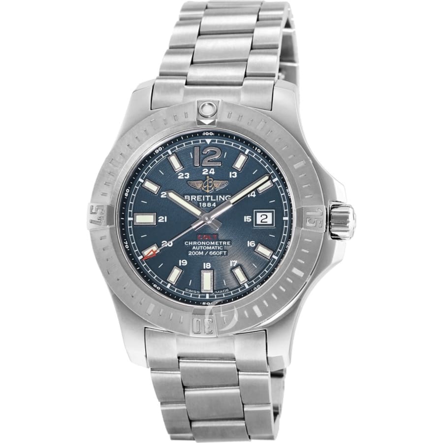 Breitling Colt Automatic 44mm Blue Dial Silver Steel Strap Mens Watch - A1738811/C906/173A Watches Breitling   