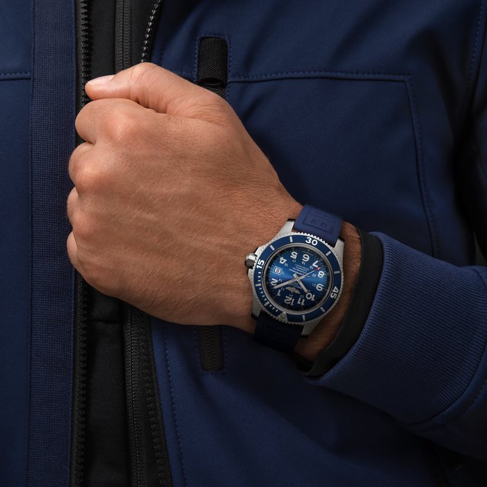 Breitling Superocean 44mm Automatic Blue Dial Blue Rubber Strap Watch for Men - A17367D81C1S2 Watches Breitling   